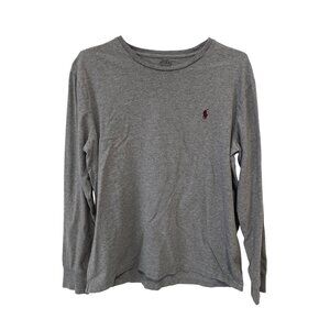 Polo Ralph Lauren T Shirt Size Medium Crewneck Long Sleeve Gray Cotton Essential